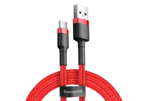 Kabel Baseus Cafule CATKLF-C09 (USB 2.0 - USB typu C ; 2m; kolor czarno-czerwony) Kabel Baseus Cafule CATKLF-C09 (USB 2.0 - USB typu C ; 2m; kolor czarno-czerwony)