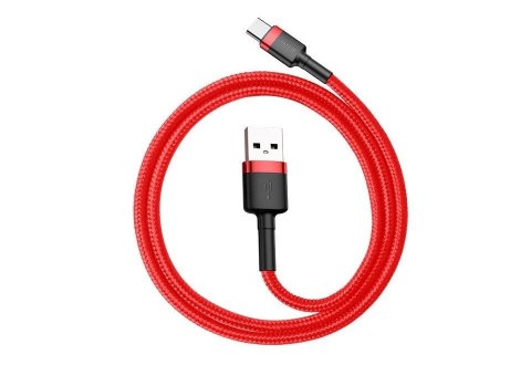 Kabel Baseus Cafule CATKLF-C09 (USB 2.0 - USB typu C ; 2m; kolor czarno-czerwony) Kabel Baseus Cafule CATKLF-C09 (USB 2.0 - USB typu C ; 2m; kolor czarno-czerwony)