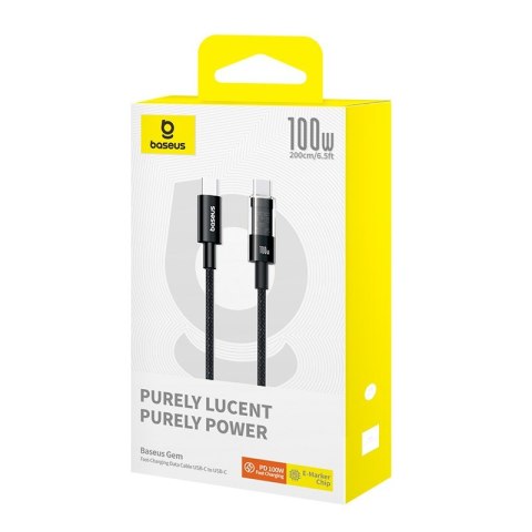 Kabel Baseus Gem Typ C-Typc C 100W 2m (czarny) Kabel Baseus Gem Typ C-Typc C 100W 2m (czarny)