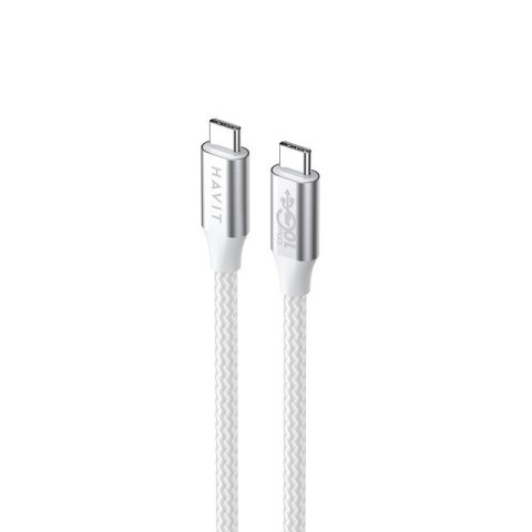Kabel Havit Typ C-Typ C CB6290 (biały/szary; 100cm) Kabel Havit Typ C-Typ C CB6290 (biały/szary; 100cm)