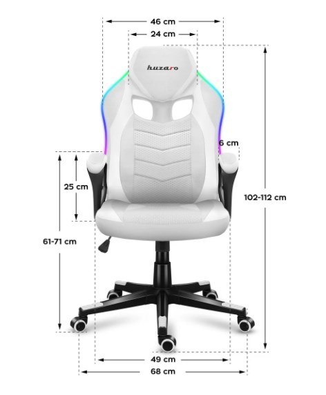 Fotel gamingowy Huzaro Force 2.5 RGB WHITE MESH