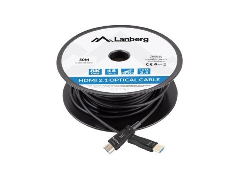 LANBERG KABEL HDMI M/M V2.1 50M 8K OPTYCZNY AOC CA-HDMI-30FB-0500-BK LANBERG KABEL HDMI M/M V2.1 50M 8K OPTYCZNY AOC CA-HDMI-30FB-0500-BK