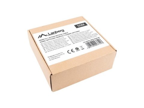 LANBERG KABEL HDMI M/M V2.1 50M 8K OPTYCZNY AOC CA-HDMI-30FB-0500-BK LANBERG KABEL HDMI M/M V2.1 50M 8K OPTYCZNY AOC CA-HDMI-30FB-0500-BK