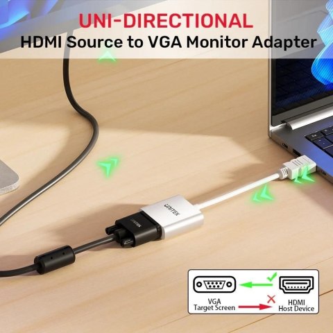 UNITEK ADAPTER HDMI - VGA, FULLHD 60HZ, BIAŁY, M/F UNITEK ADAPTER HDMI - VGA, FULLHD 60HZ, BIAŁY, M/F