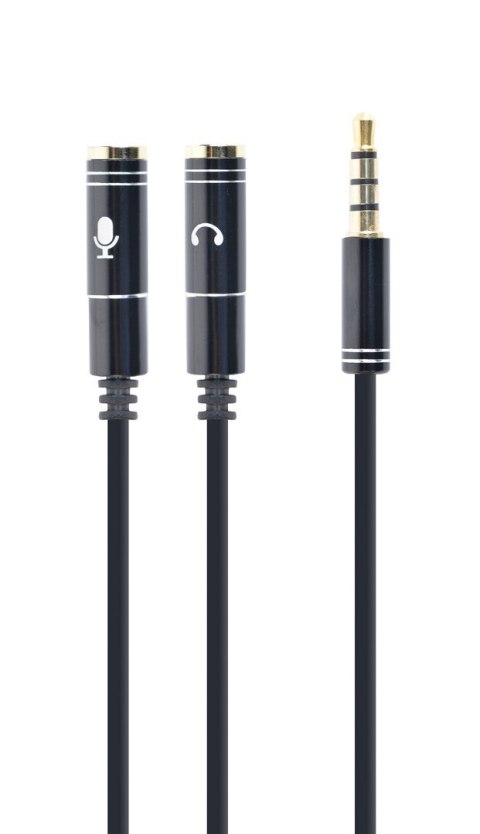 Kabel GEMBIRD CCA-417M (4-Pin, Mini Jack M - 2x Mini Jack F; 0,20m; kolor czarny) Kabel GEMBIRD CCA-417M (4-Pin, Mini Jack M - 2x Mini Jack F; 0,20m; kolor czarny)