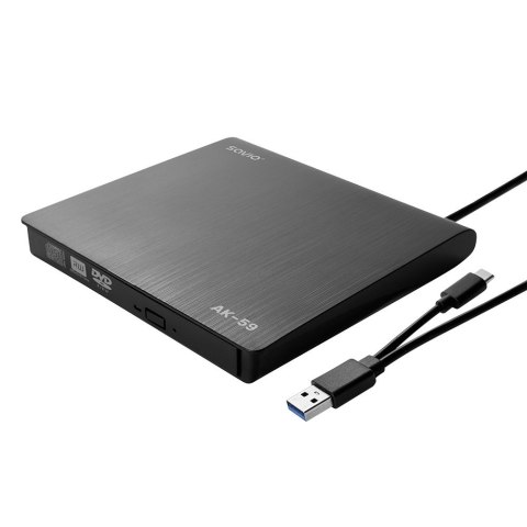 SAVIO NAGRYWARKA ZEWNĘTRZNA TYPU SLIM CD/DVD R/RW - USB C/USB-A, AK-59 SAVIO NAGRYWARKA ZEWNĘTRZNA TYPU SLIM CD/DVD R/RW - USB C/USB-A, AK-59