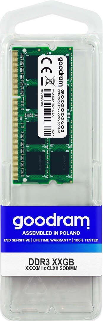 Pamięć GoodRam GR1600S364L11/8G (DDR3 SO-DIMM; 1 x 8 GB; 1600 MHz; CL11) Pamięć GoodRam GR1600S364L11/8G (DDR3 SO-DIMM; 1 x 8 GB; 1600 MHz; CL11)
