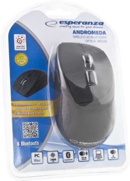Mysz Esperanza Andromeda EM123K (optyczna; 2400 DPI; kolor czarny) Mysz Esperanza Andromeda EM123K (optyczna; 2400 DPI; kolor czarny)