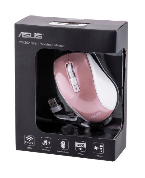 Mysz Asus Silent Wireless Mouse Rose Gold MW202 bezprzewodowa różowo-złota