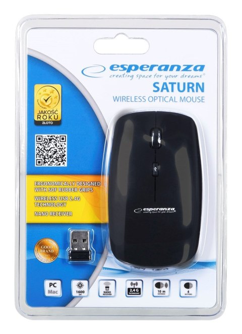 Mysz Esperanza EM120K (optyczna; 1600 DPI; kolor czarny) Mysz Esperanza EM120K (optyczna; 1600 DPI; kolor czarny)