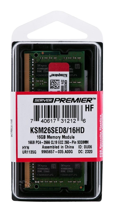 Kingston SODIMM ECC 16GB DDR4 2Rx8 Hynix D 2666MHz PC4-21300 KSM26SED8/16HD Kingston SODIMM ECC 16GB DDR4 2Rx8 Hynix D 2666MHz PC4-21300 KSM26SED8/16HD