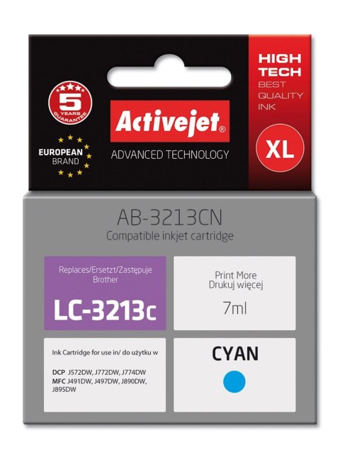 Activejet AB-3213CN Tusz (zamiennik Brother LC3213C; Supreme; 7 ml; niebieski) Activejet AB-3213CN Tusz (zamiennik Brother LC3213C; Supreme; 7 ml; niebieski)