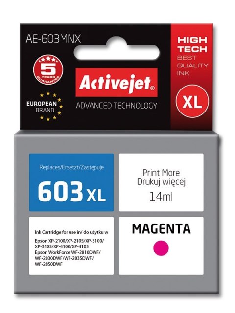 Activejet AE-603MNX Tusz (zamiennik Epson 603XL T03A34; Supreme; 14 ml; czerwony) Activejet AE-603MNX Tusz (zamiennik Epson 603XL T03A34; Supreme; 14 ml; czerwony)