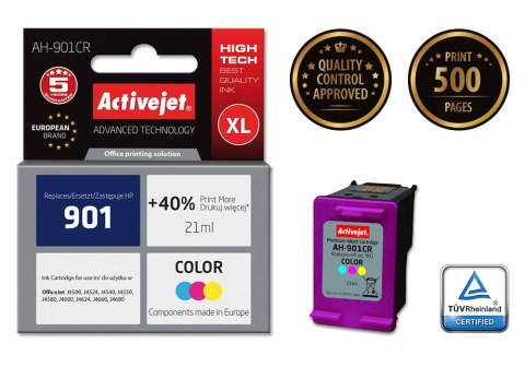 Activejet AH-901CR Tusz (zamiennik HP 901 CC656AE; Premium; 21 ml; kolor) Activejet AH-901CR Tusz (zamiennik HP 901 CC656AE; Premium; 21 ml; kolor)