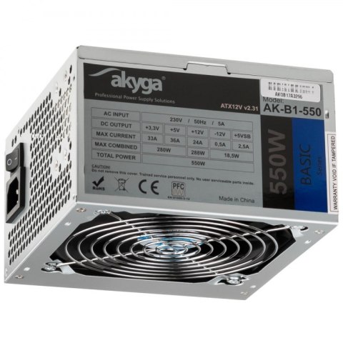 Zasilacz Akyga Basic AK-B1-550 (550 W; Pasywne; 120 mm) Zasilacz Akyga Basic AK-B1-550 (550 W; Pasywne; 120 mm)