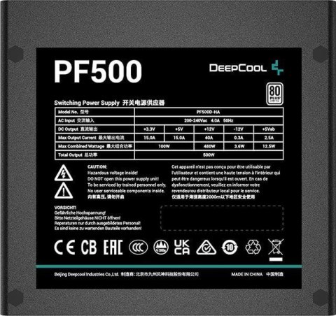 Zasilacz DeepCool PF500 500W 80 Plus Zasilacz DeepCool PF500 500W 80 Plus