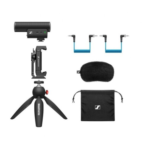 Sennheiser MKE 400 MOBILE KIT - Mikrofon pojemnościowy, superkardioidalny, wyposażony w filtr dolnoprzepustowy ze statywem Manfr Sennheiser MKE 400 MOBILE KIT - Mikrofon pojemnościowy, superkardioidalny, wyposażony w filtr dolnoprzepustowy ze statywem Manfr