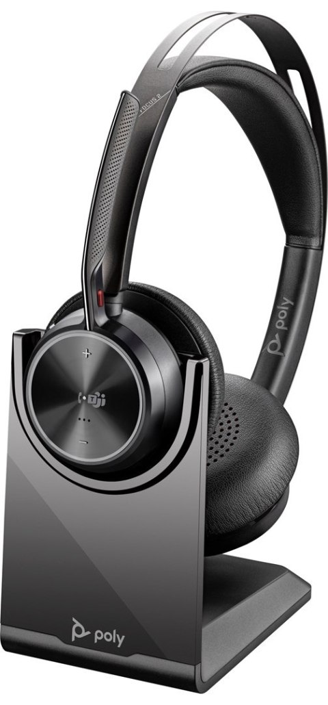 Poly Zestaw słuchawkowy Voyager Focus 2 z certyfikatem Microsoft Teams USB-C-C + przejściówka USB-C/A + podstawka ładująca 9T9J6