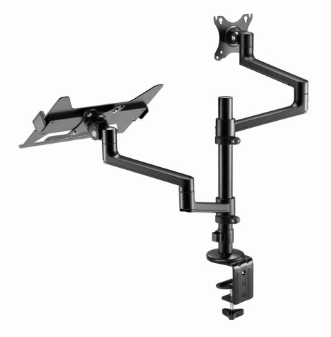 GEMBIRD BIURKOWE REGULOWANE RAMIĘ/UCHWYT NA MONITOR + PODSTAWKA NA NOTEBOOKA 17-32, VESA 100X100MM, DO 8 KG GEMBIRD BIURKOWE REGULOWANE RAMIĘ/UCHWYT NA MONITOR + PODSTAWKA NA NOTEBOOKA 17-32, VESA 100X100MM, DO 8 KG