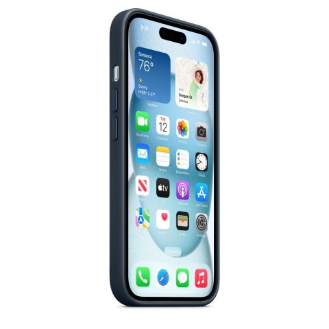 Etui Apple iPhone 15 Feingewebe Case mit MagSafe Pazifikblau