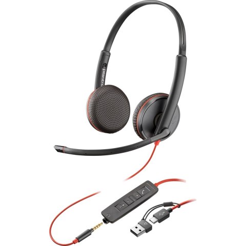 POLY Zestaw słuchawkowy Blackwire 3225 Stereo USB-C + wtyczka 3,5 mm + przejściówka USB-C/A POLY Zestaw słuchawkowy Blackwire 3225 Stereo USB-C + wtyczka 3,5 mm + przejściówka USB-C/A