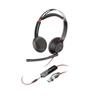 Poly Blackwire 5220 Stereo USB-C Headset +3.5mm Plug +USB-C/A Adapter (Bulk)