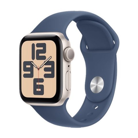 Zegarek Apple Watch SE (2024) GPS 40mm Starlight Aluminium Case with Sport Band S/M - Denim Zegarek Apple Watch SE (2024) GPS 40mm Starlight Aluminium Case with Sport Band S/M - Denim