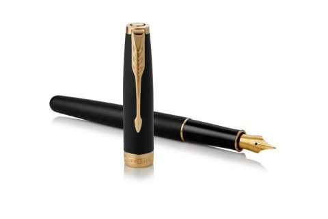 Pióro wieczne Parker Sonnet Matte Juodas Medium Nib Lacquer Gold Finish Trim Gift Boxed Pióro wieczne Parker Sonnet Matte Juodas Medium Nib Lacquer Gold Finish Trim Gift Boxed