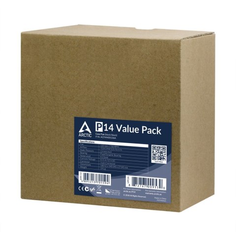 WENTYLATOR ARCTIC P14 value Pack (black/black) 140mm Pack of 5pcs WENTYLATOR ARCTIC P14 value Pack (black/black) 140mm Pack of 5pcs