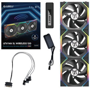 Wentylator Lian Li LULI-091 UNI FAN SL, ARGB, PWM, 3x, 120mm, Bezprzewodowe sterowanie za pomocą kontrolera 2.4GHz, czarny