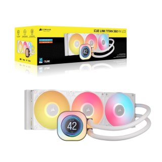 Corsair iCUE LINK TITAN 360 RX LCD Procesor Chłodnica cieczy all-in-one 12 cm Biały 1 szt.