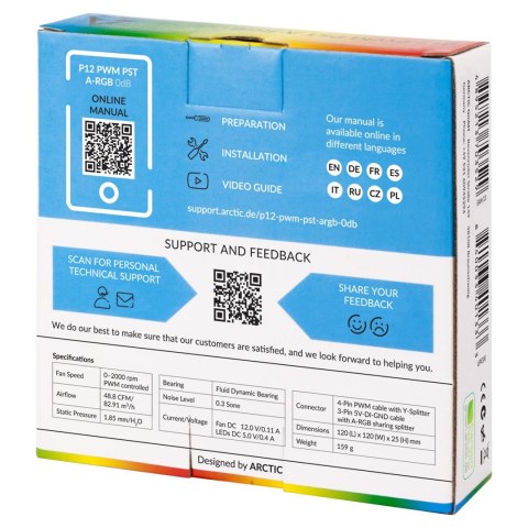 Wentylator Arctic P12 PWM PST A-RGB 120mm (White) Wentylator Arctic P12 PWM PST A-RGB 120mm (White)