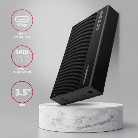 AXAGON EE35-GTR USB-C 3.2 Gen 1 - SATA 6G, Obudowa Zewnętrznego Dysku Twardego 3.5", Ryflowana - Czarna AXAGON EE35-GTR USB-C 3.2 Gen 1 - SATA 6G, Obudowa Zewnętrznego Dysku Twardego 3.5", Ryflowana - Czarna