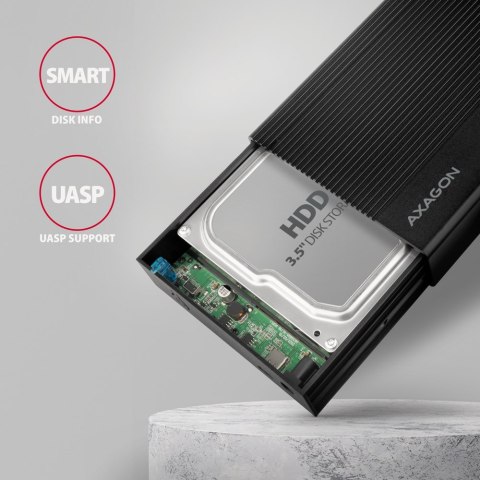 AXAGON EE35-GTR USB-C 3.2 Gen 1 - SATA 6G, Obudowa Zewnętrznego Dysku Twardego 3.5", Ryflowana - Czarna AXAGON EE35-GTR USB-C 3.2 Gen 1 - SATA 6G, Obudowa Zewnętrznego Dysku Twardego 3.5", Ryflowana - Czarna