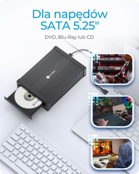 Obudowa ICY BOX IB-525-U3 5.25" SATA III USB Type-C Obudowa ICY BOX IB-525-U3 5.25" SATA III USB Type-C