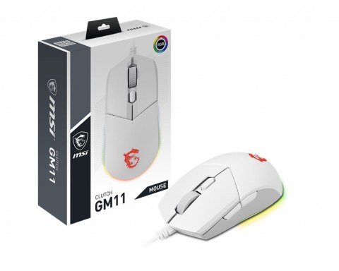 MSI CLUTCH GM11 WHITE myszka Oburęczny USB Typu-A Optyczny 5000 DPI MSI CLUTCH GM11 WHITE myszka Oburęczny USB Typu-A Optyczny 5000 DPI