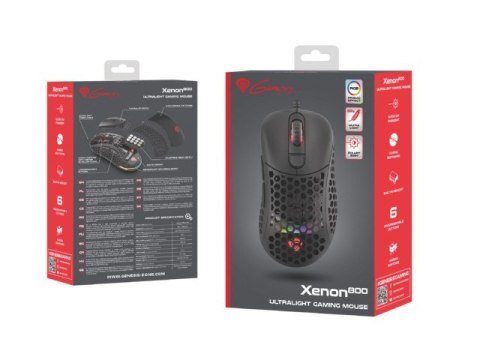 Mysz dla graczy Genesis Xenon 800 lekka 16000 DPI PMW3389 RGB Czarna gamingowa Mysz dla graczy Genesis Xenon 800 lekka 16000 DPI PMW3389 RGB Czarna gamingowa