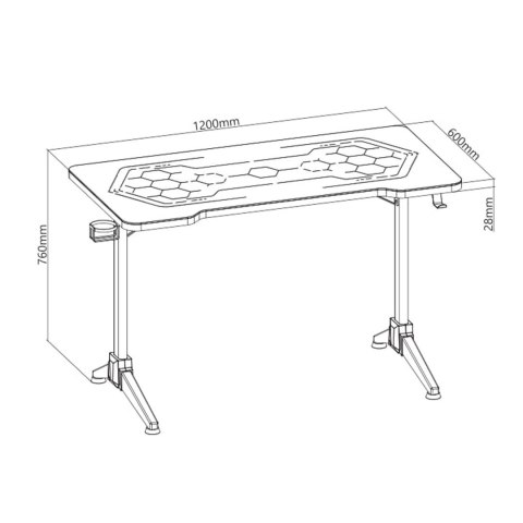 Biurko gamingowe RGB Led NanoRS, czarne, duże, 100kg max, wysokość 760mm, RS163 Biurko gamingowe RGB Led NanoRS, czarne, duże, 100kg max, wysokość 760mm, RS163