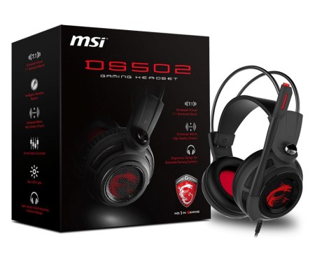 MSI DS502 Zestaw słuchawkowy Przewodowa Opaska na głowę Gaming Czarny, Czerwony MSI DS502 Zestaw słuchawkowy Przewodowa Opaska na głowę Gaming Czarny, Czerwony