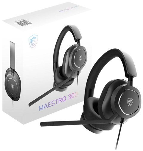 MSI Maestro 300 Zestaw słuchawkowy Przewodowa Opaska na głowę Gaming USB Type-C / USB Type-A Czarny MSI Maestro 300 Zestaw słuchawkowy Przewodowa Opaska na głowę Gaming USB Type-C / USB Type-A Czarny