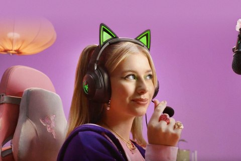 Zestaw słuchawkowy Razer Kraken Kitty V2 Mikrofon przewodowy nauszny z redukcją szumów Zestaw słuchawkowy Razer Kraken Kitty V2 Mikrofon przewodowy nauszny z redukcją szumów