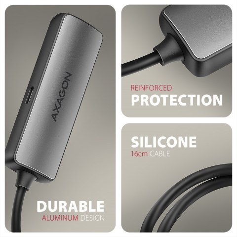 Axagon RVC-HI8KPD, USB-C -> HDMI 2.1 redukce / adaptér, 8K/60Hz, 4K/144Hz, HDR10+, PD100W 0,16 m USB Type-C HDMI + USB Type-C