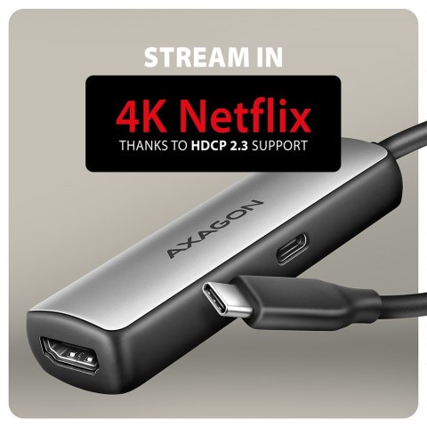 Axagon RVC-HI8KPD, USB-C -> HDMI 2.1 redukce / adaptér, 8K/60Hz, 4K/144Hz, HDR10+, PD100W 0,16 m USB Type-C HDMI + USB Type-C