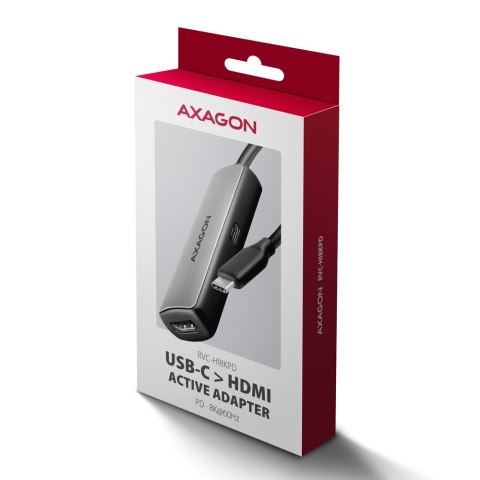 Axagon RVC-HI8KPD, USB-C -> HDMI 2.1 redukce / adaptér, 8K/60Hz, 4K/144Hz, HDR10+, PD100W 0,16 m USB Type-C HDMI + USB Type-C