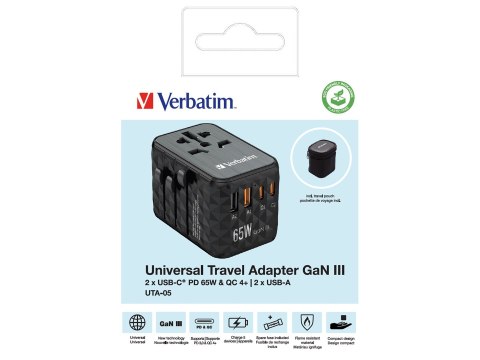 GAN III UNI.TR.CHARG UTA-05 65W/2XUSB-C QC 4+ /2 XUSB-A GAN III UNI.TR.CHARG UTA-05 65W/2XUSB-C QC 4+ /2 XUSB-A
