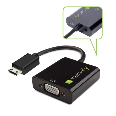 Techly IDATA HDMI-VGA4 adapter kablowy VGA (D-Sub) HDMI Type C (Mini) Czarny Techly IDATA HDMI-VGA4 adapter kablowy VGA (D-Sub) HDMI Type C (Mini) Czarny