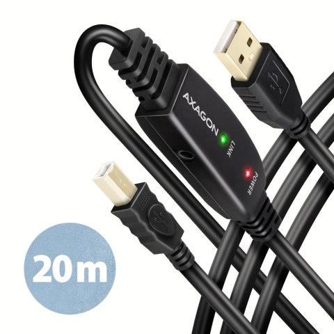 Axagon ADR-220B USB 2.0 A-M -> B-M active connecting/repeater cable 20m - Kabel - Digital/Daten kabel USB USB A USB B Czarny Axagon ADR-220B USB 2.0 A-M -> B-M active connecting/repeater cable 20m - Kabel - Digital/Daten kabel USB USB A USB B Czarny