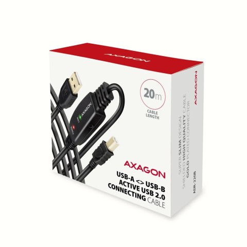 Axagon ADR-220B USB 2.0 A-M -> B-M active connecting/repeater cable 20m - Kabel - Digital/Daten kabel USB USB A USB B Czarny Axagon ADR-220B USB 2.0 A-M -> B-M active connecting/repeater cable 20m - Kabel - Digital/Daten kabel USB USB A USB B Czarny