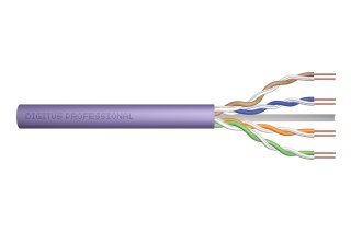 Digitus Kabel instalacyjny kat.6, U/UTP, Dca-s2,d2,a1, AWG 23/1, LSOH, 100m, fioletowy, karton