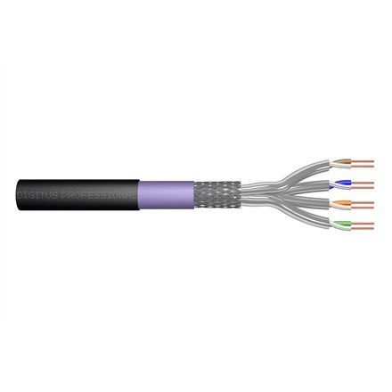 Digitus Kabel instalacyjny zewnętrzny suchy kat.7, S/FTP, AWG 23/1, PE, 100m, czarny, szpula Digitus Kabel instalacyjny zewnętrzny suchy kat.7, S/FTP, AWG 23/1, PE, 100m, czarny, szpula